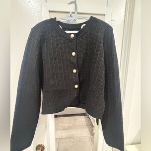 Urban reviving Chic Black Women's Blazer with Pearl Buttons